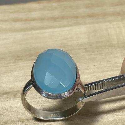 Blue Chalcedony Sterling Ring 9
