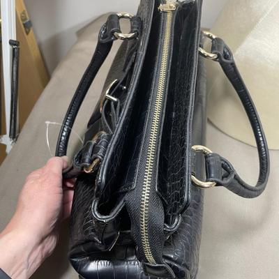 Black Faux Croc embossed Handbag