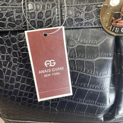 Black Faux Croc embossed Handbag
