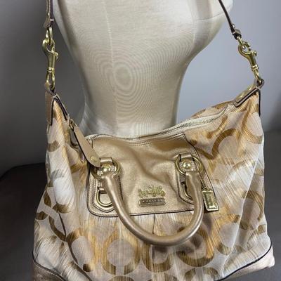 Coach Logo Leather and fabric Handbag