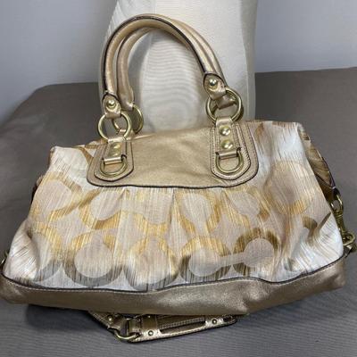 Coach Logo Leather and fabric Handbag