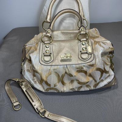 Coach Logo Leather and fabric Handbag