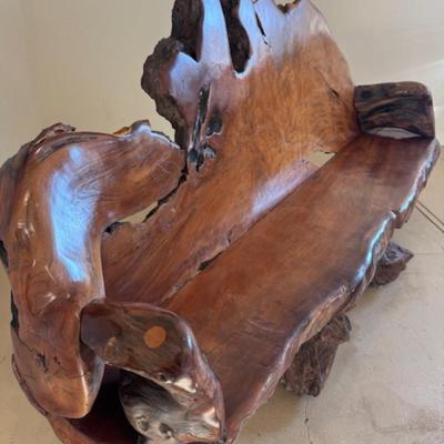 Live-Edge Redwood Burl Bench