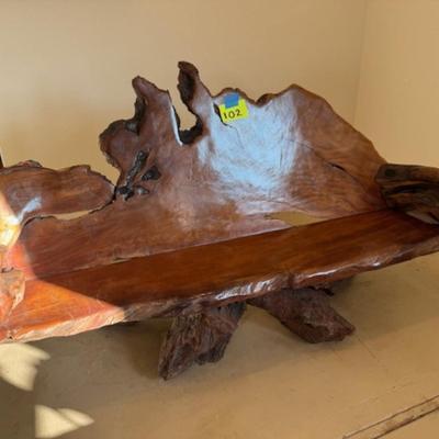 Live-Edge Redwood Burl Bench
