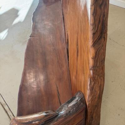 Live-Edge Redwood Burl Bench