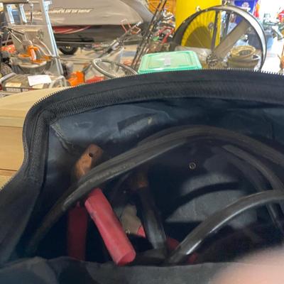 Lot 363 Craftsman bag with jumper cables and battery box, lock with no key