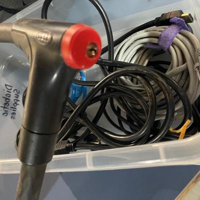 Lot 363 Craftsman bag with jumper cables and battery box, lock with no key