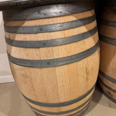 Heavy Top Table with 2 Wine Barrels