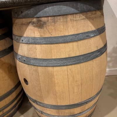 Heavy Top Table with 2 Wine Barrels