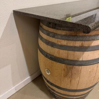 Heavy Top Table with 2 Wine Barrels
