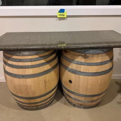 Heavy Top Table with 2 Wine Barrels