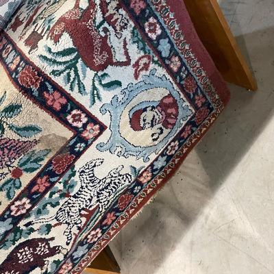 Lot 376 area rug - with jungle animal print border - approx 8x12