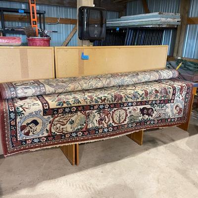 Lot 376 area rug - with jungle animal print border - approx 8x12