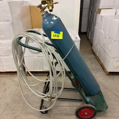 Argon Gas Tank with Hose and Cart