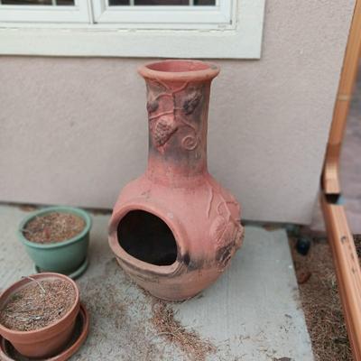 CHIMENEA AND FLOWER POTS
