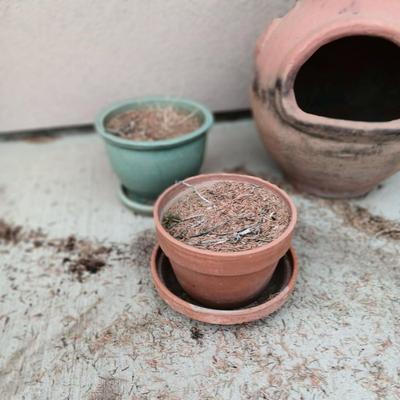 CHIMENEA AND FLOWER POTS