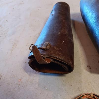 LEATHER BOOT CUFFS AND A HAT BAND