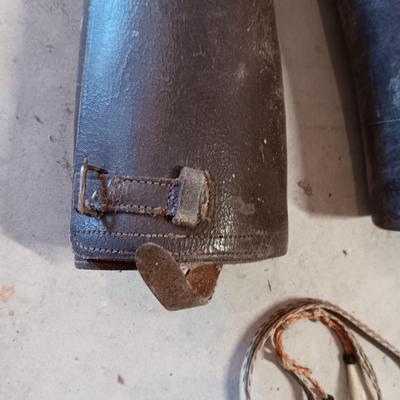 LEATHER BOOT CUFFS AND A HAT BAND