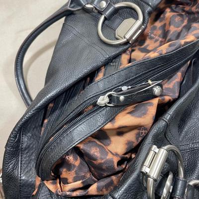 B Makowski Black Pebble Leather Handbag