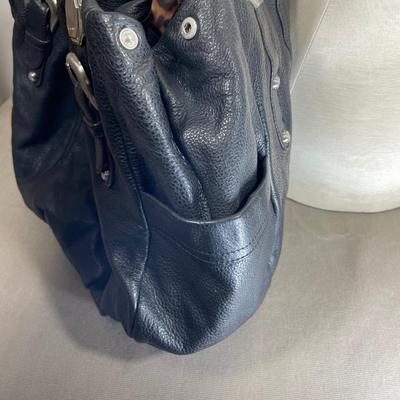 B Makowski Black Pebble Leather Handbag