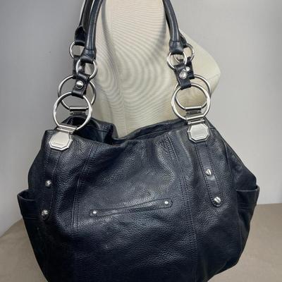 B Makowski Black Pebble Leather Handbag