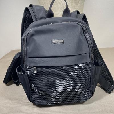 Baggallini Black Floral Mesh Backpack