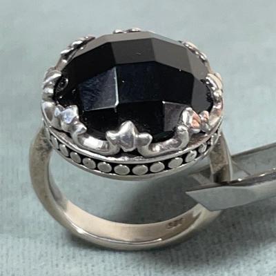 Faceted Onyx Sterling Ring 6