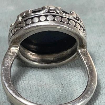 Faceted Onyx Sterling Ring 6