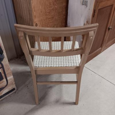 2 DOOR CABINET AND 2 MID-CENTURY UPHOLSTERED CHAIRS