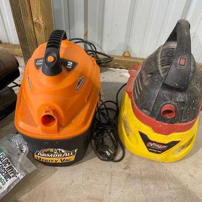 Lot 404 three utility vacuumms no hoses (not tested)