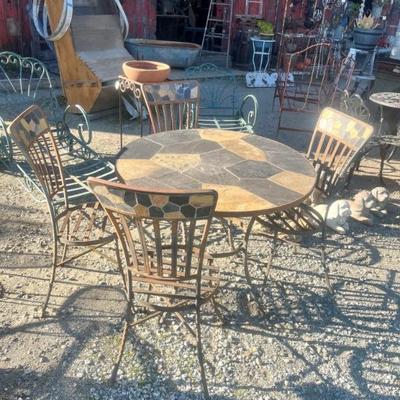 Stone Top Iron Garden Patio Set