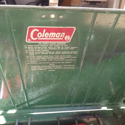 COLEMAN CAMPING STOVE AND A COLEMAN COOLER