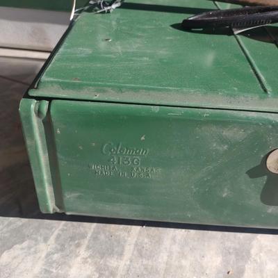 COLEMAN CAMPING STOVE AND A COLEMAN COOLER