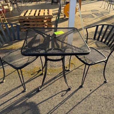 Black Outdoor Table with 2 Chairs