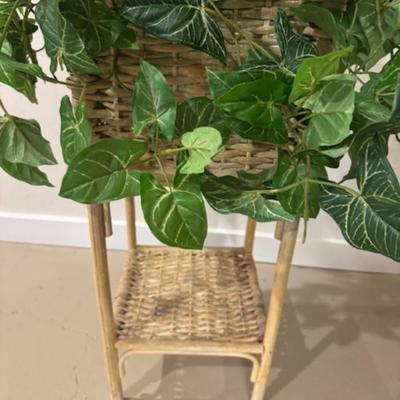 Wicker Plant Stand with Faux Plant