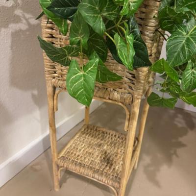 Wicker Plant Stand with Faux Plant