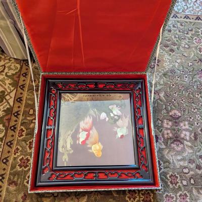 Antique Double Sided Chinese Revolving Silk Screen Koi Fish