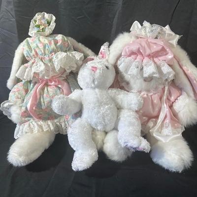 Lot of 3 Vintage Bunny Stuffed Animals including Ms Noah