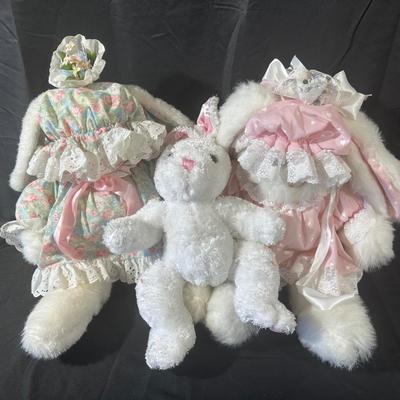 Lot of 3 Vintage Bunny Stuffed Animals including Ms Noah