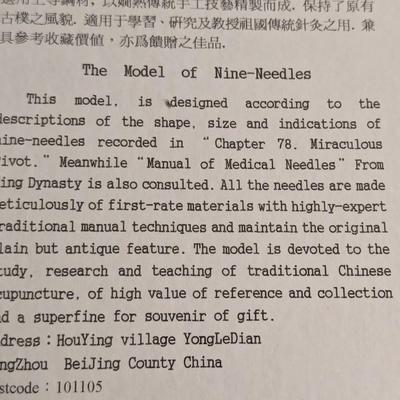 The Model Of Nine-Needles Historical Acupuncture Display With Box
