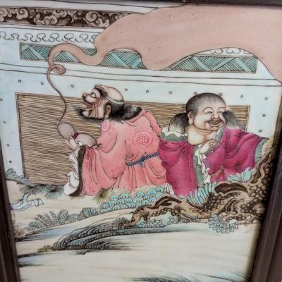 13" x 10" Chinese Famille Rose Porcelain Plaque