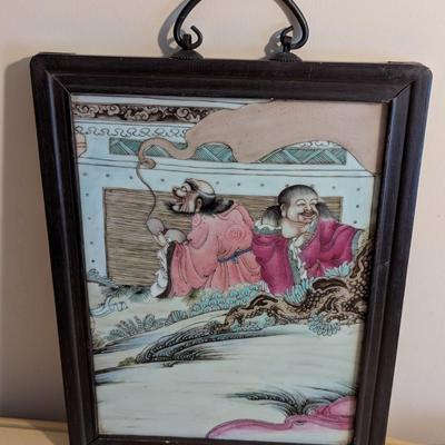 13" x 10" Chinese Famille Rose Porcelain Plaque