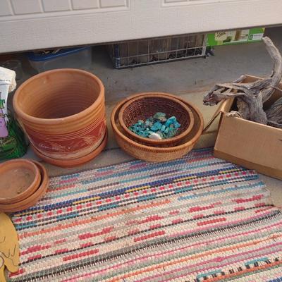YARD DECOR, FLOWER POTS, DRIFTWOOD, UNIQUE BLUE ROCKS