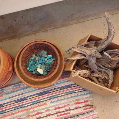 YARD DECOR, FLOWER POTS, DRIFTWOOD, UNIQUE BLUE ROCKS