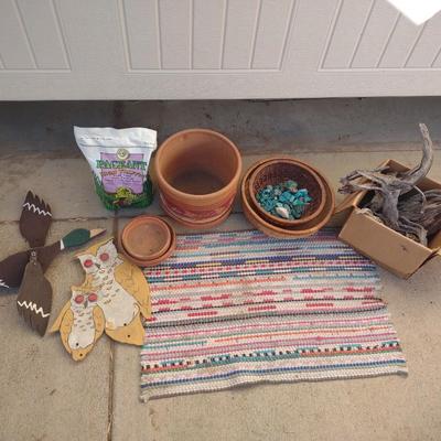 YARD DECOR, FLOWER POTS, DRIFTWOOD, UNIQUE BLUE ROCKS