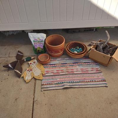 YARD DECOR, FLOWER POTS, DRIFTWOOD, UNIQUE BLUE ROCKS