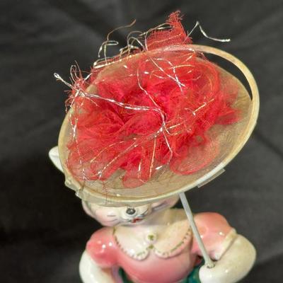 Lot of 3 Vintage Figurines, Two with handmade umbrellas