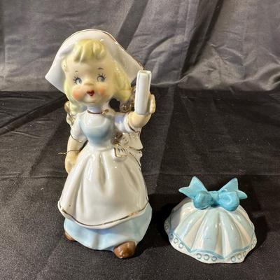 Lot of 3 Vintage Figurines, Two with handmade umbrellas