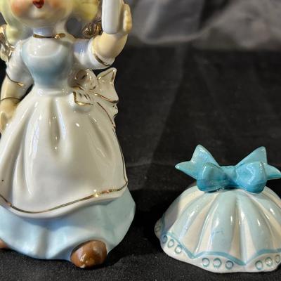 Lot of 3 Vintage Figurines, Two with handmade umbrellas