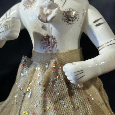 Lot of 3 Vintage Figurines, Two with handmade umbrellas